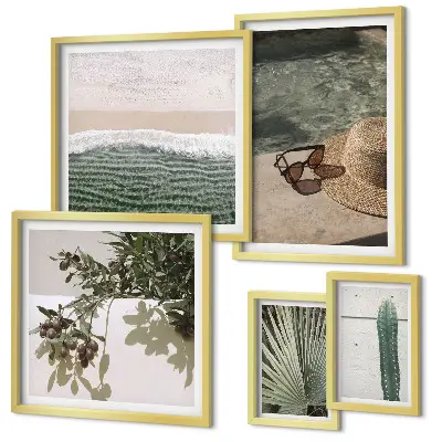 Lot de tableaux encadrés plantes d'été et détente dans l'eau