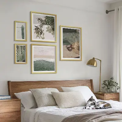 Lot de tableaux encadrés plantes d'été et détente dans l'eau