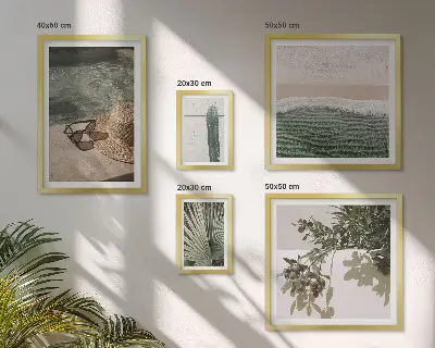 Lot de tableaux encadrés plantes d'été et détente dans l'eau