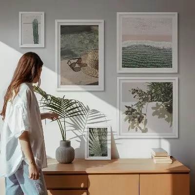Lot de tableaux encadrés plantes d'été et détente dans l'eau