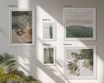 Lot de tableaux encadrés plantes d'été et détente dans l'eau