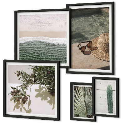 Lot de tableaux encadrés Plantes d'été, détente dans l'eau