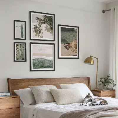 Lot de tableaux encadrés plantes d'été et détente dans l'eau