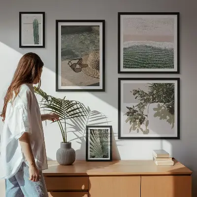 Lot de tableaux encadrés plantes d'été et détente dans l'eau