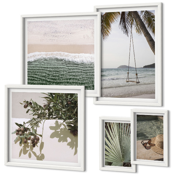 Ensemble de 5 tableaux Plages tropicales en harmonie avec la nature