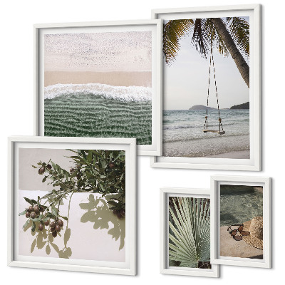 Ensemble de 5 tableaux Plages tropicales en harmonie avec la nature