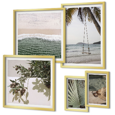 Ensemble de 5 tableaux Plages tropicales en harmonie avec la nature