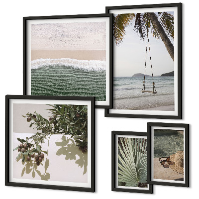 Ensemble de 5 tableaux Plages tropicales en harmonie avec la nature