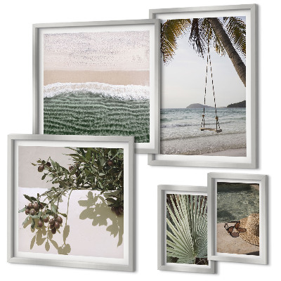 Ensemble de 5 tableaux Plages tropicales en harmonie avec la nature