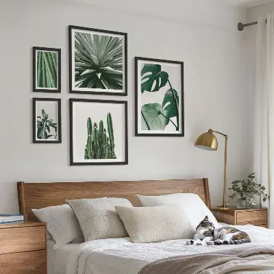Tableau de décoration murale représentant des plantes tropicales vertes d'intérieur