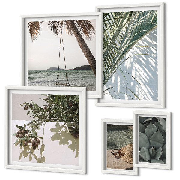 Lot de tableaux encadrés Plantes tropicales relaxantes