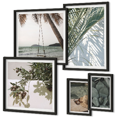 Lot de tableaux encadrés Plantes tropicales relaxantes