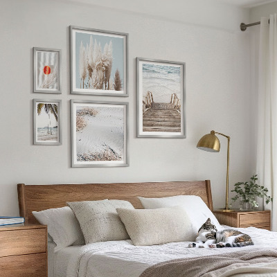 Ensemble de 5 tableaux Vues sur la plage et la nature