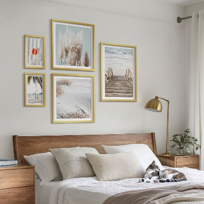 Ensemble de 5 tableaux Vues sur la plage et la nature