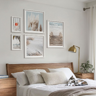 Ensemble de 5 tableaux Vues sur la plage et la nature
