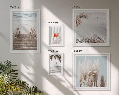 Ensemble de 5 tableaux Vues sur la plage et la nature