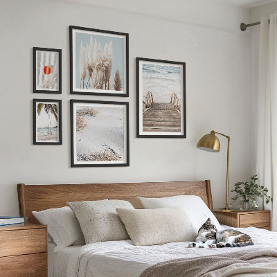Ensemble de 5 tableaux Vues sur la plage et la nature