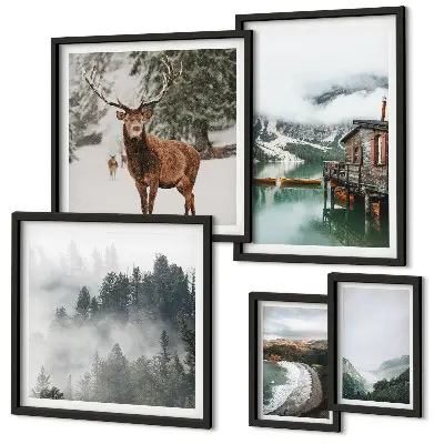 Tableau de décoration murale faune sauvage dans les montagnes