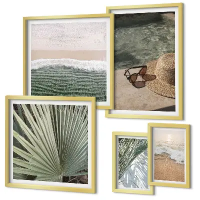 Lot de tableaux encadrés motifs sur le thème aquatique pour les vacances