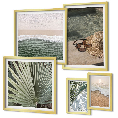 Lot de tableaux encadrés Thèmes aquatiques élégants pour les vacances