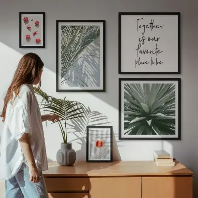 Tableau de décoration murale motif bohème avec des plantes des fruits et une ambiance tropicale