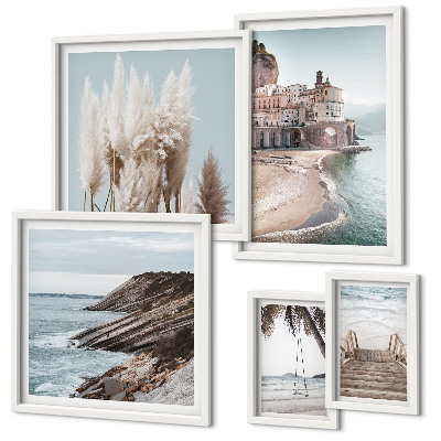 Lot de tableaux encadrés Vues élégantes sur la mer
