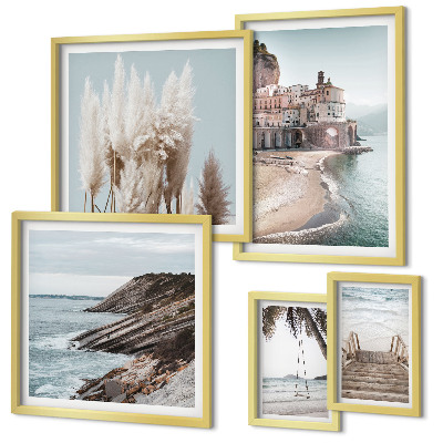 Lot de tableaux encadrés Vues élégantes sur la mer