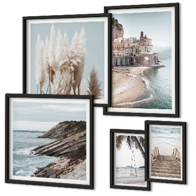 Lot de tableaux encadrés Vues élégantes sur la mer