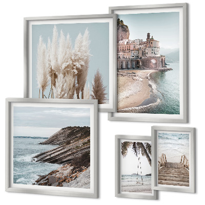Lot de tableaux encadrés Vues élégantes sur la mer