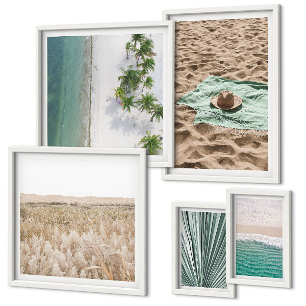 Ensemble de 5 tableaux Vues sur la plage tropicale