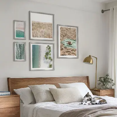 Vues sur la plage tropicale ensemble de 5 tableaux