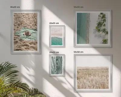 Vues sur la plage tropicale ensemble de 5 tableaux