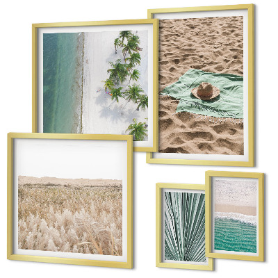 Ensemble de 5 tableaux Vues sur la plage tropicale