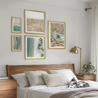 Vues sur la plage tropicale ensemble de 5 tableaux