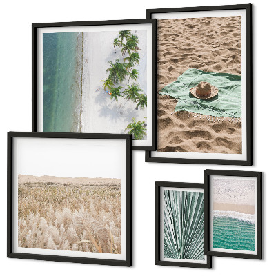 Ensemble de 5 tableaux Vues sur la plage tropicale