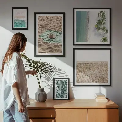 Vues sur la plage tropicale ensemble de 5 tableaux