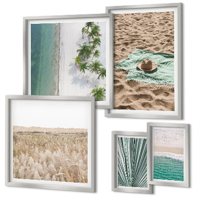 Ensemble de 5 tableaux Vues sur la plage tropicale