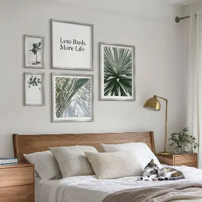 Tableau de décoration murale motifs de feuilles vertes modernes