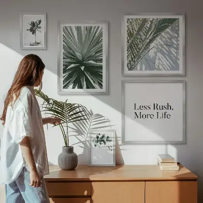Tableau de décoration murale motifs de feuilles vertes modernes