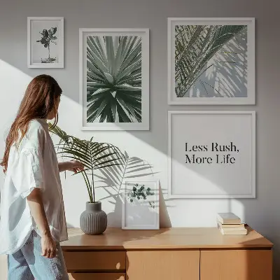 Tableau de décoration murale motifs de feuilles vertes modernes