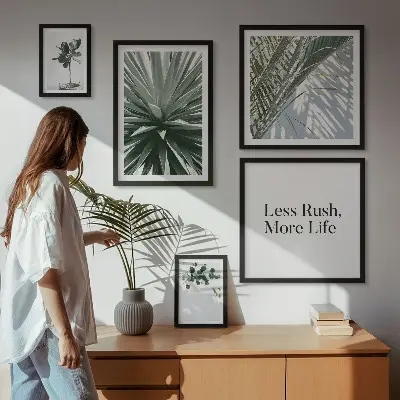 Tableau de décoration murale motifs de feuilles vertes modernes
