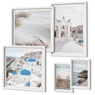 Lot de tableaux encadrés Les paysages blancs de Grèce