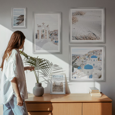 Lot de tableaux encadrés Les paysages blancs de Grèce