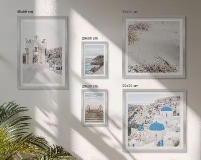 Lot de tableaux encadrés représentant les paysages blancs de Grèce