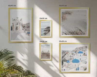 Lot de tableaux encadrés représentant les paysages blancs de Grèce