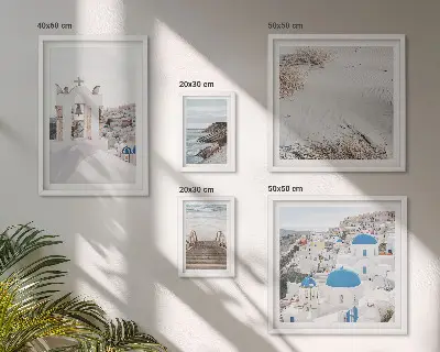 Lot de tableaux encadrés représentant les paysages blancs de Grèce