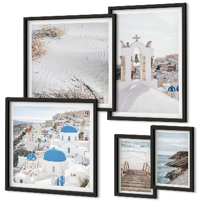 Lot de tableaux encadrés Les paysages blancs de Grèce