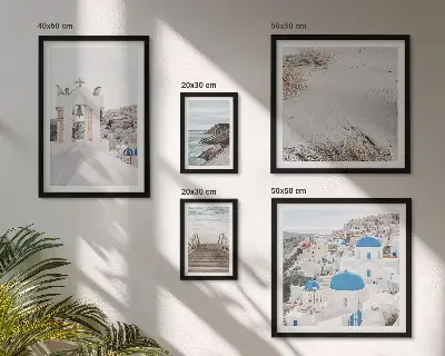 Lot de tableaux encadrés représentant les paysages blancs de Grèce