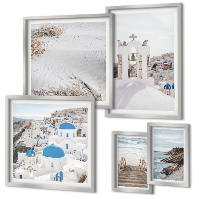 Lot de tableaux encadrés Les paysages blancs de Grèce