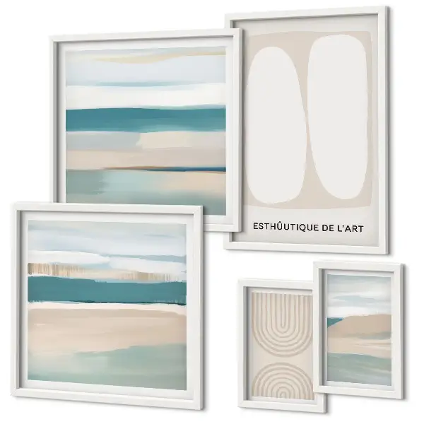 Ensemble de 5 tableaux compositions abstraites inspirées de la nature